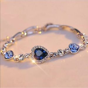 Women Blue Crystal Charm Bracelet Bangle